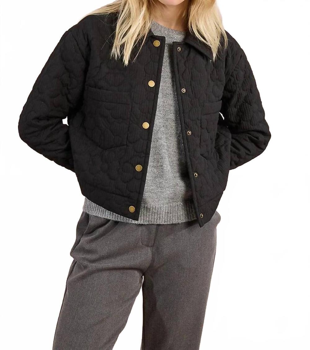 NEW MOLLY BRACKEN quilted flower jacket in black